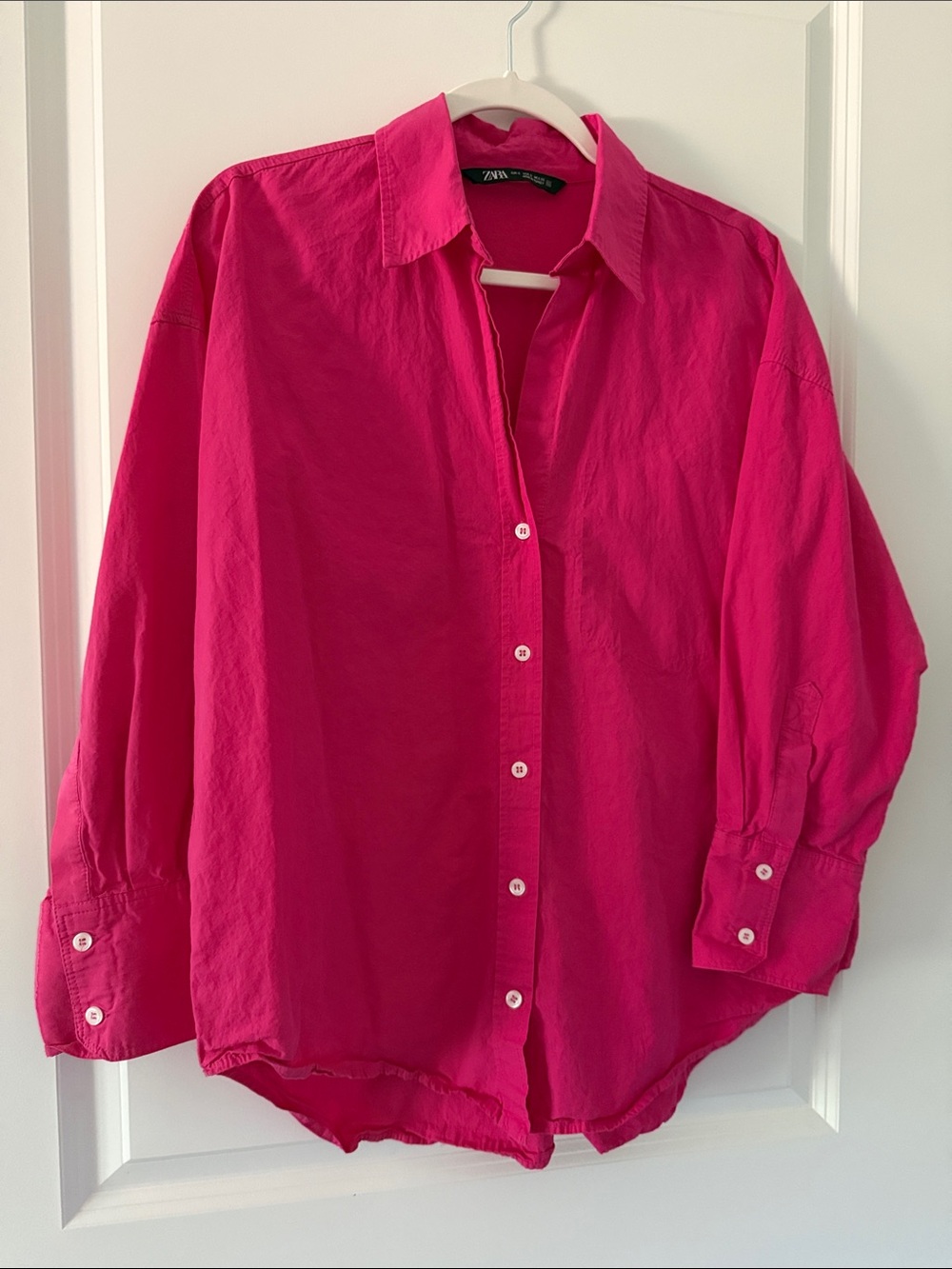 Zara Hot Pink Oversized Button-Down Shirt